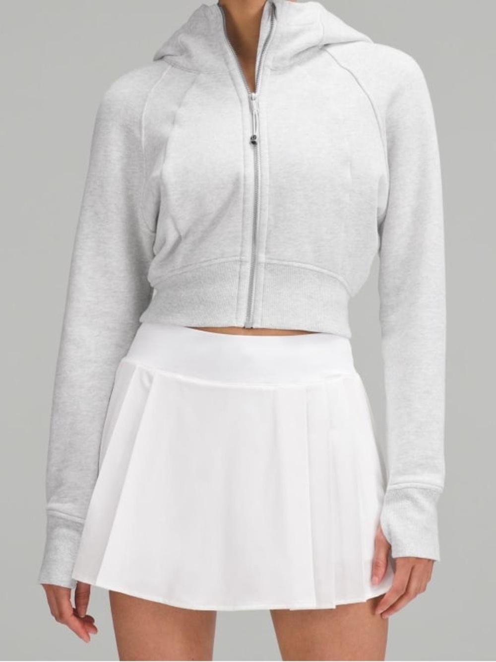 lululemon athletica Light Gray Cropped Zip Hoodie